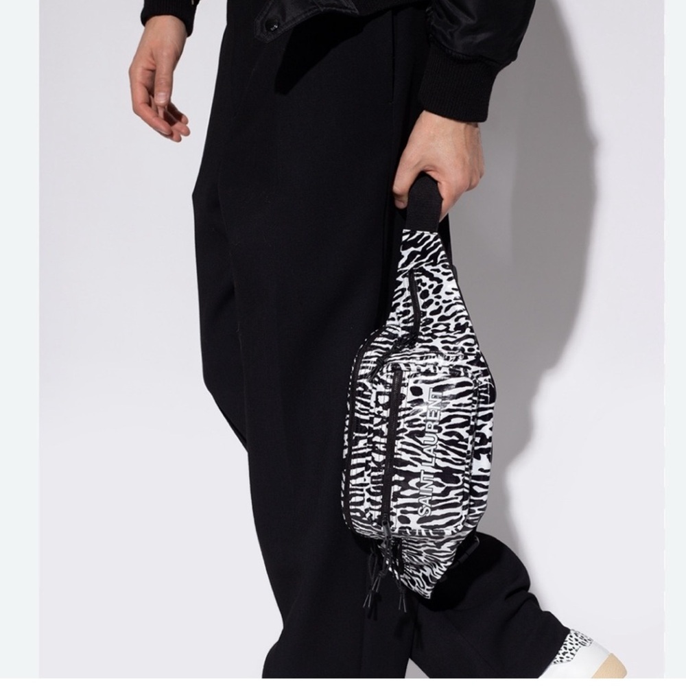 Saint Laurent Black and White Zebra Print Belt Bag